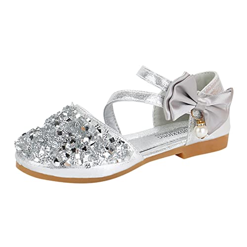 Schuhe Kinder Mädchen Säuglingsschuhe Sandalen Mädchen Baby Bowknot Kinder Kristall Perle Bling Prinzessin Single Babyschuhe Lauflernschuhe Winter (Silver, 23 Toddler) von Generic