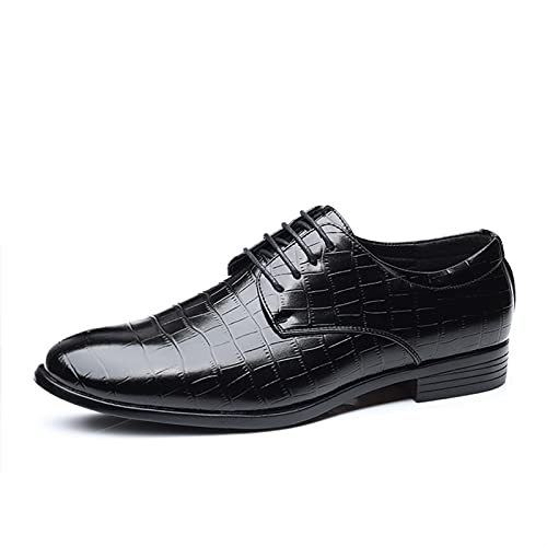 Schuhe Kleid Oxford for Männer Schnüren Runde Brünierte Spitze Derby Schuhe Kunstleder Rutschfester Blockabsatz Anti-Rutsch Low Top Party(39 EU) von Generic