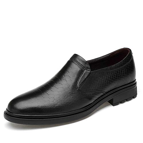 Schuhe Kleid Oxford for Männer Slip Auf Runde Zehe Krokodil Druck Rindsleder rutschfeste Block Ferse(45.5 EU) von Generic