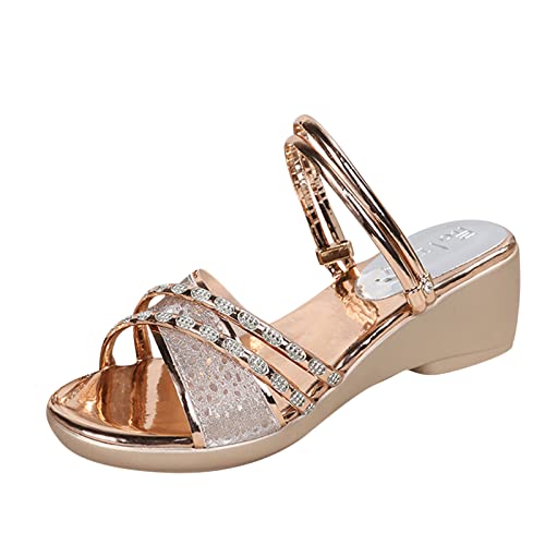 Schuhe Mit Keilabsatz Für Damen Brautschuhe Pantoletten Damen Sommer Gartenschuhe Damen Sommer Schuhe Frau Sandalen Sandalen Damen Mit Absatz Glitzer Schuhe Pantoffeln Damen Sommer von Generic