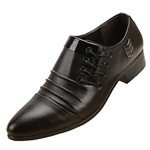 Schuhe Sneaker Herren Schwarz britische Patchwork-Business-Casual-Herren-Schnürschuhe für Herren Schuhe Herren Blau 46 (Black, 39) von Generic