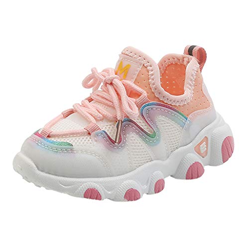 Schuhe aus Spitze Kind Baby atmungsaktiv Netze Kleinkind Kinder up weiche Mädchen Baby Schuhe Gymnastikschuhe 21 (Pink, 25 Toddler) von Generic