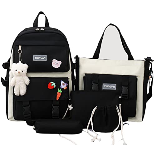 Schulrucksack-Set für Teenager-Mädchen,5 Stück Studentenrucksack Combo | Süßer Rucksack mit Umhängetasche, Federmäppchen, Handtasche, Geldbörse von Generic