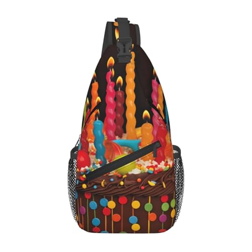 Schultertasche Alles Gute Zum Geburtstag, Großer Kuchen Anti-Diebstahl Umhängetasche Tragbare Schulterrucksack Für Outdoorsport Radfahren Sport 19X39Cm von Generic