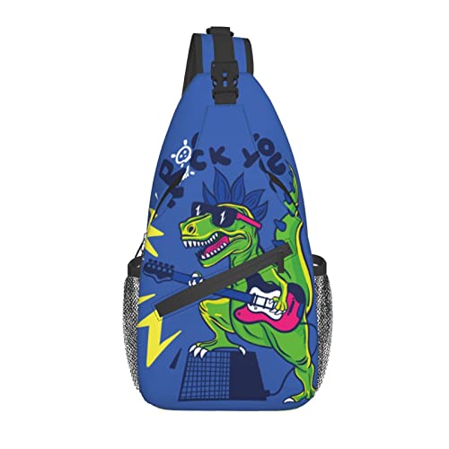 Schultertasche Blau Mit Grünem Dinosaurier Crossbody Wasserdicht Leichte Sling Schulter Rucksäcke, Für Reisen, Klettern, Schule von Generic