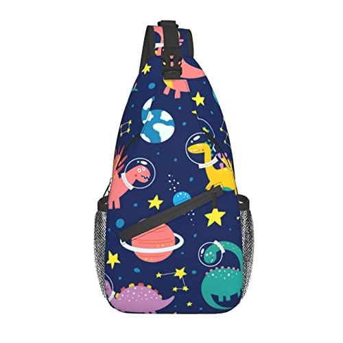 Schultertasche Dunkel Mit Dinosauriern Crossbody Langlebiger Leichte Sling Bag Herren & Damen, Für Wandern, Schule, Sports von Generic