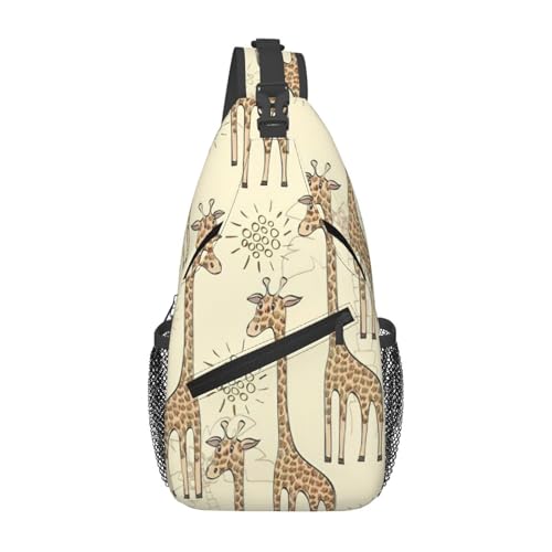 Schultertasche Handgezeichnete Giraffen Crossbody Wasserdicht Multipurpose Hüfttasche, Für Sports, Radfahren, Fitness von Generic