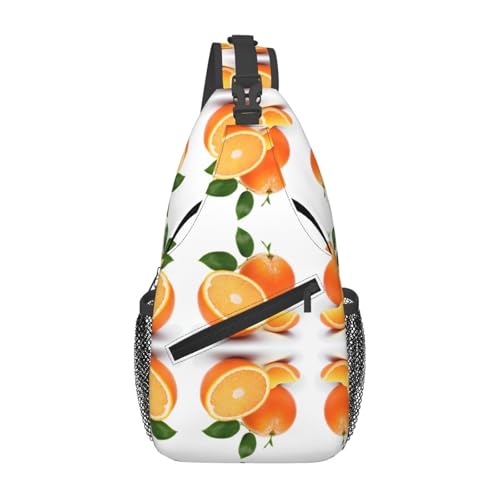 Schultertasche Orangefarbener Druck Elegant Sling Rucksack Anti-Diebstahl Taktisch Brusttasche Für Einkaufen Radfahren Herren 19X39Cm von Generic
