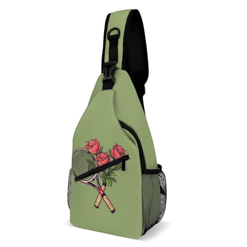 Schultertasche Roses Tennisschläger Sport Verstellbarer Casual Daypack Tragbare Taktisch Brusttasche Für Herren Damen Outdoorsport 19X39Cm von Generic