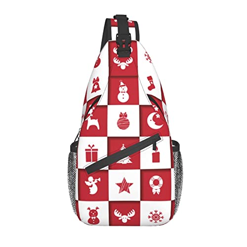 Schultertasche Satz Von Weihnachts-Icons Umhängetasche Wasserdicht Multipurpose Chest Herren, Für Fitness, Klettern, Sports von Generic