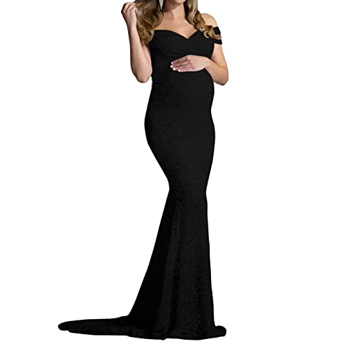 Schwangerschaftskleidung Umstandskleidung Stillen Kleid Lieferant Umstandskleid Frauen Spitze Trailing Fotoshooting Kleid Kleidung für Baby Mädchen, Schwarz , X-Large von Generic