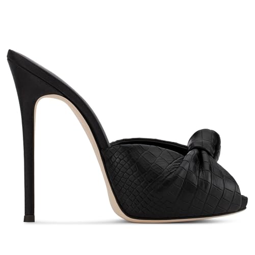Schwarz,35 EU,Damen-Pantoletten mit Stilettoabsatz, Plateau-Schleife, offene Zehenpartie, Schlupfsandalen, rückenfreie Sandalen mit Absatz, Abend- und Partyschuhe Schwarz,35 EU,Damen-Pantoletten mit Stilettoabsatz, Plateau-Schleife, offene Zehenpartie, Schlupfsandalen, rückenfreie Sandalen mit Absatz, Abend- und Partyschuhe von Generic