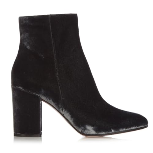 Schwarz,38 EU,Damen-Stiefeletten aus Wildleder mit seitlichem Reißverschluss, klobiger Blockabsatz, Spitze Zehenpartie, Elegante Winter-/Herbstschuhe für Partys, lässiger Komfort von Generic