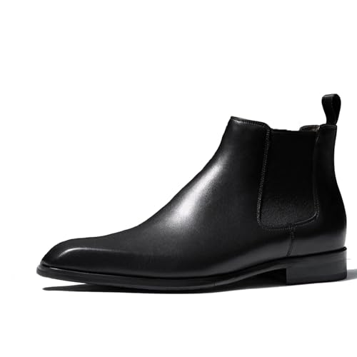 Schwarz,39.5 EU, Herren Chelsea Boots Leder Klassische Stiefel Stiefeletten Slip on Stiefel von Generic