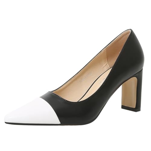 Schwarz,40 EU,Damen-Pumps mit spitzer Zehenpartie und Blockabsatz, zum Hineinschlüpfen, klobige High Heels, Colorblock, Klassische Abendschuhe für Hochzeitsfeiern Schwarz,40 EU,Damen-Pumps mit spitzer Zehenpartie und Blockabsatz, zum Hineinschlüpfen, klobige High Heels, Colorblock, Klassische Abendschuhe für Hochzeitsfeiern von Generic