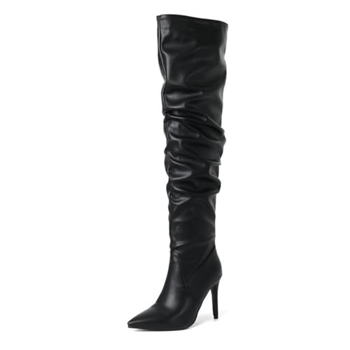 Schwarz,41 EU,Overknee-Stiefel für Damen mit hohen Absätzen, spitzer Zehenpartie, Stiletto-Absatz, Lange Herbststiefel, elastischer Überziehstiefel, Party-Stil, Elegante Schuhe von Generic