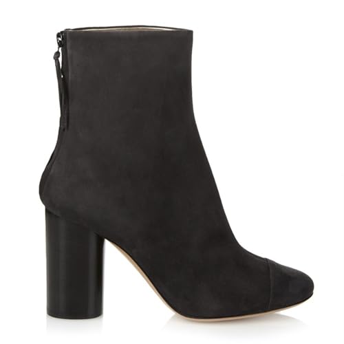 Schwarz,42 EU,Damen-Stiefeletten aus Wildleder mit Absatz, runde Zehenpartie, klobige Blockabsatzstiefel, Reißverschlussdesign auf der Rückseite und Bequeme Schuhe für Abendveranstaltungen von Generic