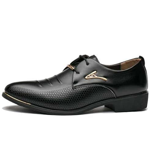 Schwarz,45.5 EU, Herren Kleid Schuhe Oxfords Casual Retro Klassische Komfortable Formale Business Derby Kleid Schuhe Für Männer von Generic