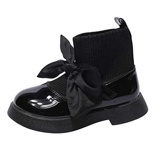 Schwarz Schwarz Schuhe Mode Lederstiefel Schuhe Wasserdichte Kurze Stiefel Rutschfeste Atmungsaktive Nude Stiefel Gummistiefel 32 (Black, 27 Toddler) von Generic