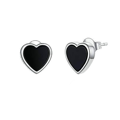 Schwarze Achat-Herz-Ohrstecker für Damen und Herren Schwarze Achat-Herz-Ohrstecker für Damen und Herren von Generic