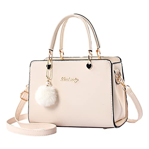 Schwarze Taschen Damen-Einkaufstasche, modische Handtaschen, Damen-Geldbörse, Umhängetasche, Umhängetasche, Ledertasche für Damen Luftpolsterfolien Taschen (Beige, One Size) von Generic