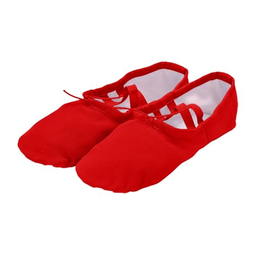 Schwarze Turnschuhe Kinder-Tanzschuhe, Damen-Übungsschuhe mit weicher Sohle, für Erwachsene, Ethno-Ballettschuhe, Yoga-Schuhe Hallenschuhe Mädchen 34 (Red, 29 Little Child) von Generic