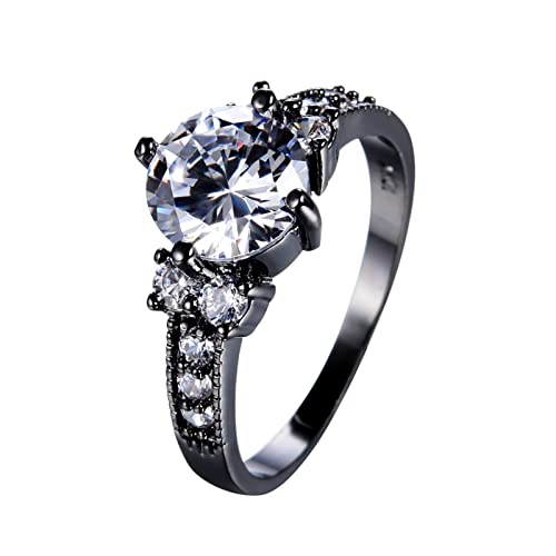 Schwarzer Ring Punk Männlich Weiblich Weiß Kristall Schmuck Niedlich Schwarz Gold Verlobungsringe Für Frauen Männer Coole Braut Runder Zirkon Ehering von Generic
