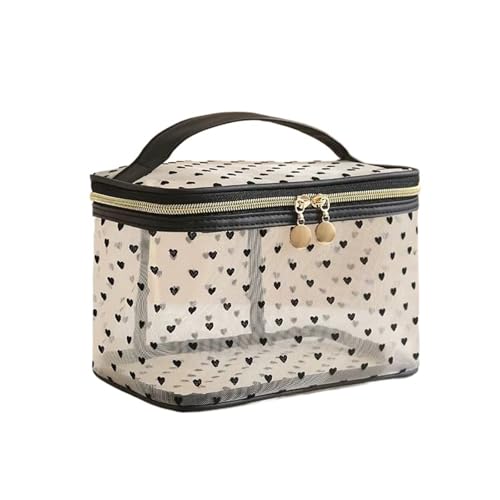 Schwarzes Netz-Make-up-Etui mit Reißverschluss, Kulturbeutel, Make-up-Tasche for Frauen, Reise-Kosmetiktasche(2 beige) von Generic