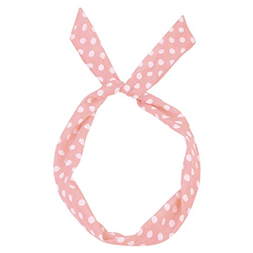 Schweißband Neongelb Rockabilly Tartan Schal Dot Wire Polka Rockabilly Tartan Halsband Paisley hair retro Headband Football Kostüm Damen (Pink, One Size) von Generic