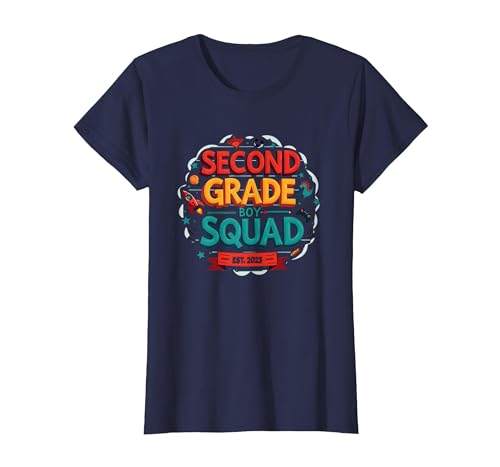 Second Grade Boy Squad Est. 2023 Lustiges Schulabenteuer T-Shirt, Damen, Marineblau, XS Second Grade Boy Squad Est. 2023 Lustiges Schulabenteuer T-Shirt, Damen, Marineblau, XS von Generic