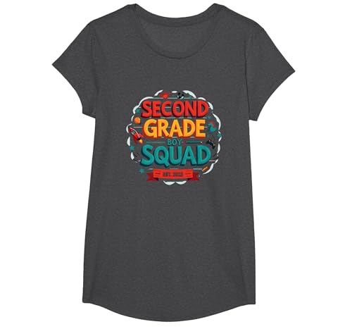 Second Grade Boy Squad Est. 2023 Lustiges Schulabenteuer T-Shirt, Girls, Anthrazit Meliert, XS Second Grade Boy Squad Est. 2023 Lustiges Schulabenteuer T-Shirt, Girls, Anthrazit Meliert, XS von Generic