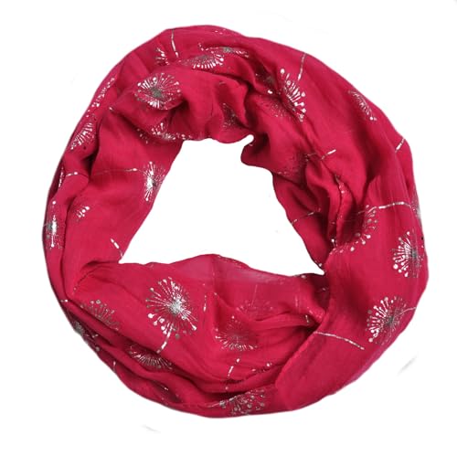 Seide Loop Schal Halstuch Schals Rundschal Schlauchschal Tücher Damenschal Pusteblumen glitzer Damen (Pink) von Generic