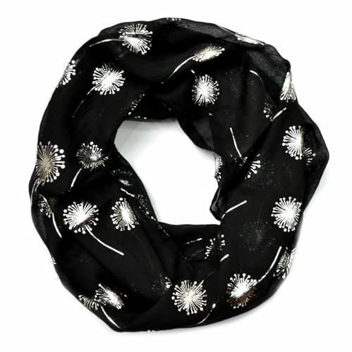 Seide Loop Schal Halstuch Schals Rundschal Schlauchschal Tücher Damenschal Pusteblumen glitzer Damen (Schwarz) von Generic