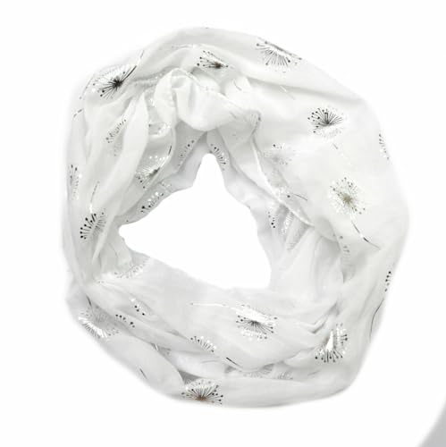 Seide Loop Schal Halstuch Schals Rundschal Schlauchschal Tücher Damenschal Pusteblumen glitzer Damen (Weiß) von Generic