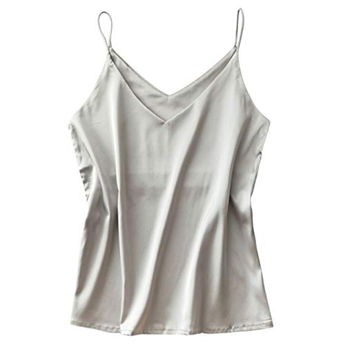 Seiden Unterhemd Damen Spaghetti Top Unterhemd Spaghettiträger Basic Cami Tank Top für Frauen Female Oberteil ohne Ärmel Sommertop Oberteile Unterwäsche Schlafanzüge Sexy Schlafanzüge Seidensatin von Generic