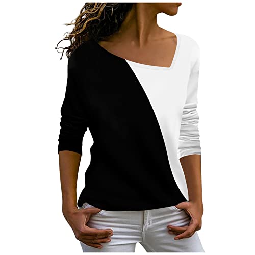 Seidenbluse Damen Pullover elegant Sweatshirt ohne Kapuze Kleid Bluse Festlich Vintage Shirts Kurzarm Hemd Weiß(S, Black) von Generic