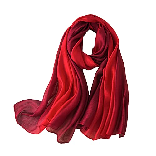 Seidenschals für Damen, Damen, eleganter Farbverlauf, modisch für Frühling, Winter, Schals, Wraps, Rot-5, 190*80 cm von Generic