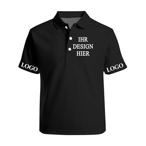 Selbst Gestalten Premium Poloshirt mit Ihrem Firmenlogo Text Foto personalisierte polohemd Herren Vorder-und Rückseite Druck für Unternehmen Berufskleidung Uniform Golfliebhaber von Generic
