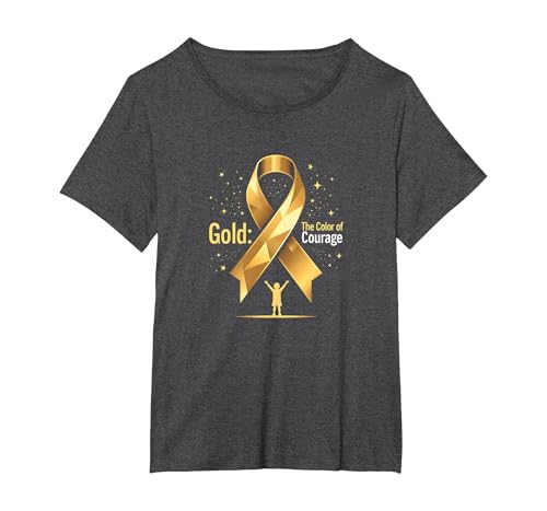 September Gold: Kindheitskrebs-Bewusstsein Mut T-Shirt, Damen Große Größen, Anthrazit Meliert, 5X von Generic