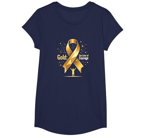 September Gold: Kindheitskrebs-Bewusstsein Mut T-Shirt, Girls, Marineblau, L von Generic