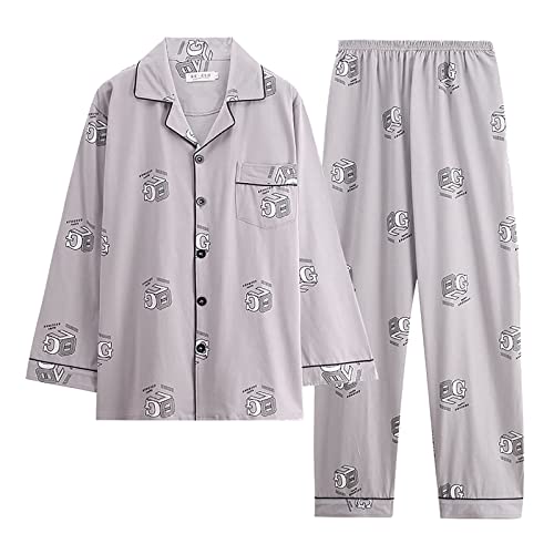 Set Nachtwäsche Hausanzug Schlafanzug Herren Lang Pyjama Herren Schlafanzug Pyjamas Eleganter Herren Langarm Frottee Set Winter Cozy Langarm Shirt Pyjamas Sets Männer von Generic