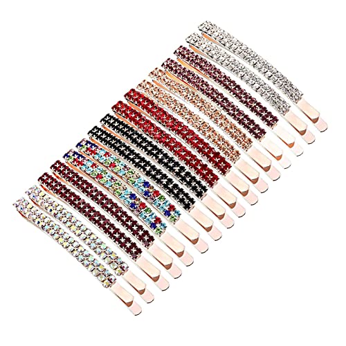Set mit 16 Strass-Kristall-Nadeln mit doppelten Strasssteinen, Haarspangen aus Metall für Frauen und Mädchen, mehrfarbig, 1 rechteckige Haarspangen (Silber, Einheitsgröße) von Generic