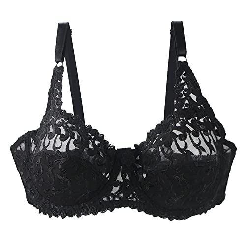 Sexy BH Damen Push Up Spitze Lace Schalen BH Nahtloser Damen Atmungsaktiver Push-Up BH ohne Bügel ungefütterter BH Bralette für große Büsten Vorderverschluss Rückenfrei Große Brüste Push Up BH von Generic