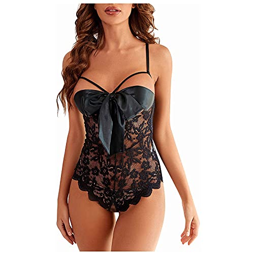 Sexy Dessous Damen für Sex, Damen Schleife Reizwäsche Body Dessous Unterwäsche Frauen Spitze Negligee Lingerie Babydoll Einteilige Skinny Unterwäsche Spitzen Dessous Nachtwäsche Sleepwear von Generic