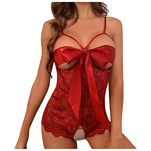 Sexy Dessous Damen für Sex, Damen Schleife Reizwäsche Body Dessous Unterwäsche Frauen Spitze Negligee Lingerie Babydoll Einteilige Skinny Unterwäsche Spitzen Dessous Nachtwäsche Sleepwear von Generic