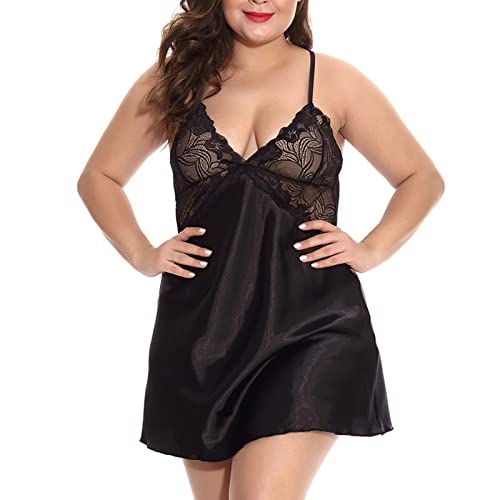 Sexy Dessous Damen für Sex, Sexy Spitze Negligee für Mollig Damen Babydoll Dessous Kleid Grosse Grössen Lingerie Nachtwäsche mit G-String Reizwäsche Nachtkleid Sleepwear von Generic