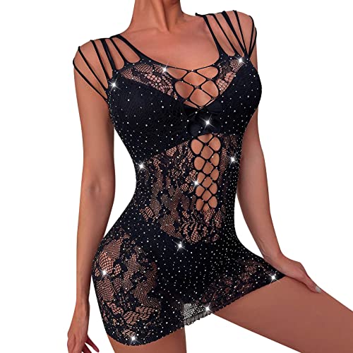 Sexy Dessous Damen für Sex Rot Wäsche Lingerie Für Sex Spitze Babydoll Frauen Tanga Schwarze Sexy Nightwear Unterwäsche Damendessous Outfit Bodysuits von Generic