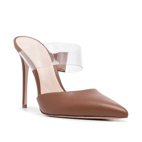 Sexy Pantoletten mit spitzer Zehenpartie für Damen, Bequeme Slingback-Sandalen mit transparentem Riemen und geschlossener Spitze Partykleid-Sandalen mit hohem Absatz,Braun,37 EU Sexy Pantoletten mit spitzer Zehenpartie für Damen, Bequeme Slingback-Sandalen mit transparentem Riemen und geschlossener Spitze Partykleid-Sandalen mit hohem Absatz,Braun,37 EU von Generic