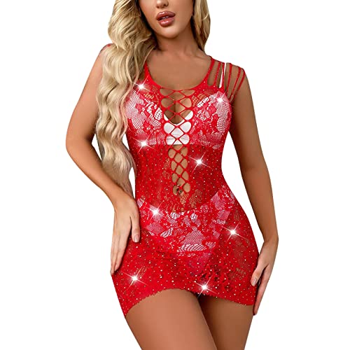 Sexy Reizwäsche Set Dessous Damen für Sex Rot Wäsche Lingerie für Sex Spitze Babydoll Frauen Tanga Schwarze Sexy Nightwear Unterwäsche Damendessous Outfit Bodysuits Erotische Lingerie Dessous Sets von Generic