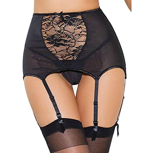 Sexy Strapsgürtel Damen Spitze mit Halter Strapsen Dessous Set Strapshalter Strumpfband Strumpfhalter Große Größen Strumpfgürtel Schwarz von Generic